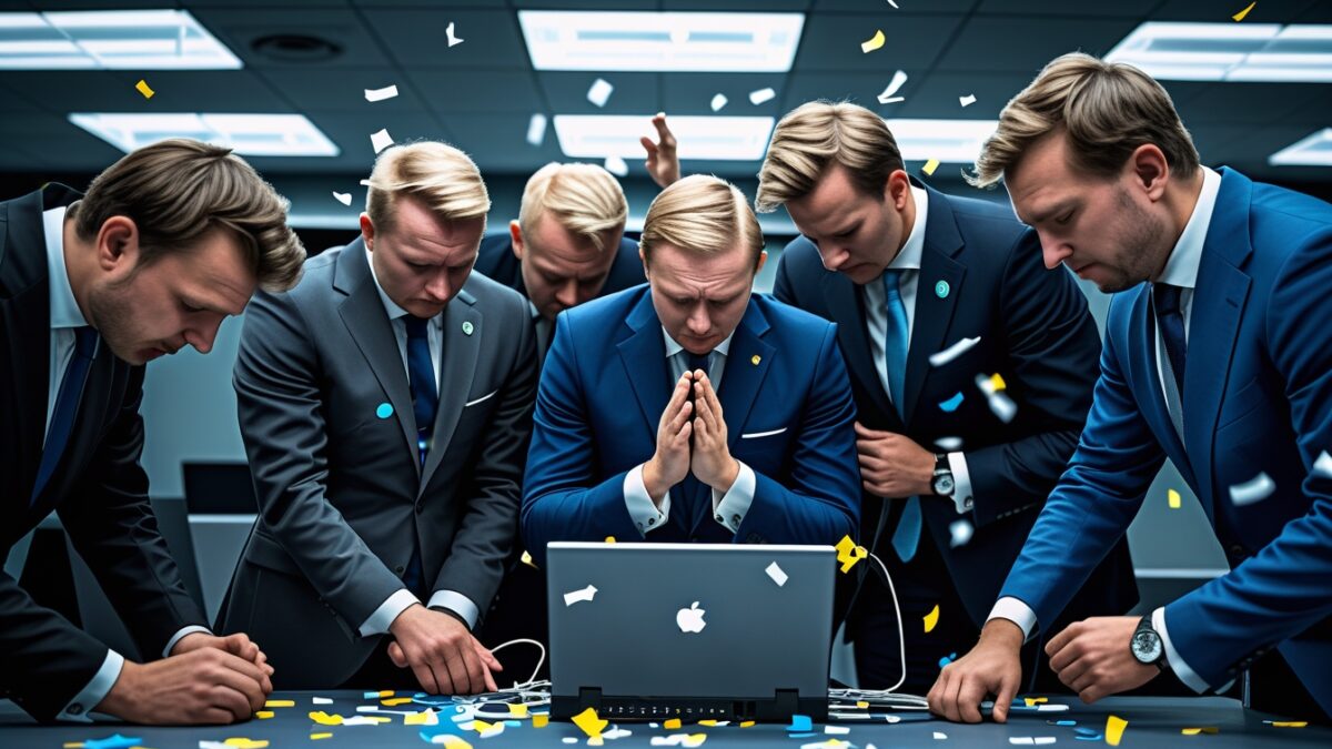 Liberalerna omvalde sin ledare i demokratisk process som krävde tre omstarter, två IT-tekniker och en bön