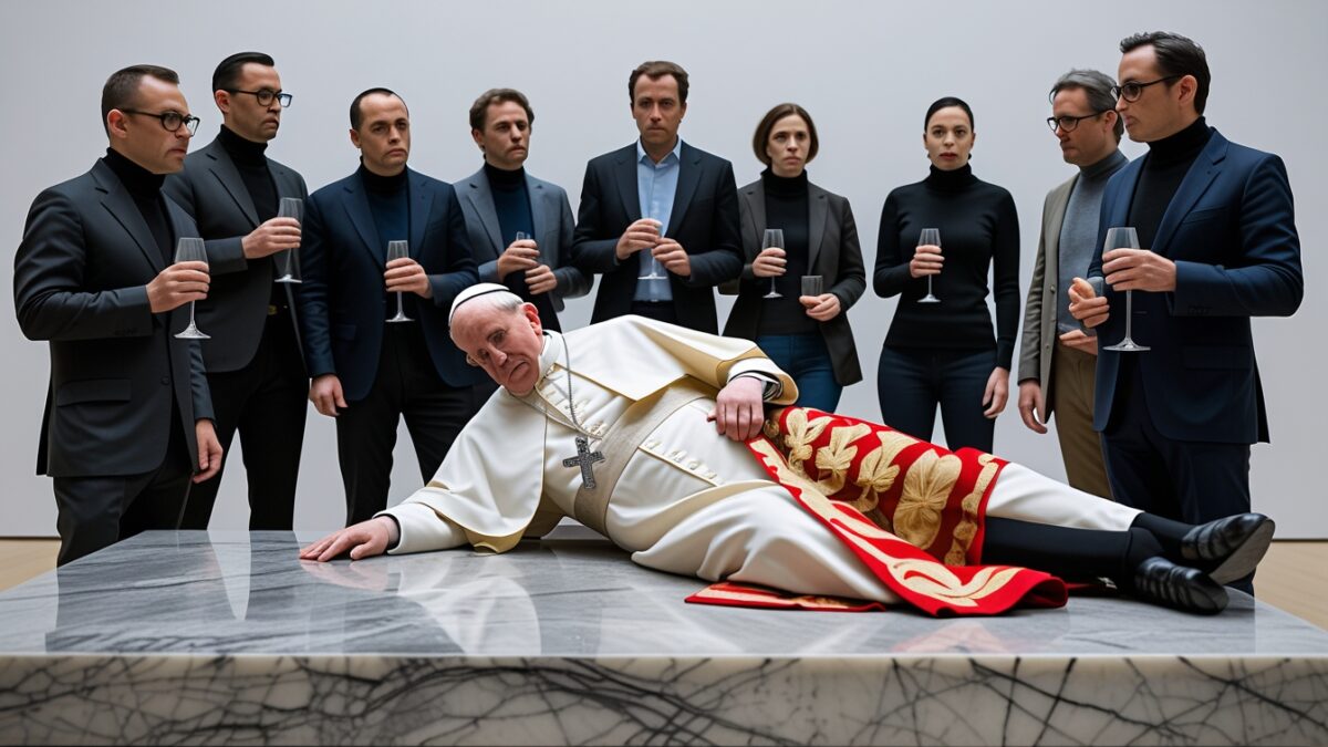 Konstvärlden chockad: Påven framställs som sårbar människa i provokativt verk