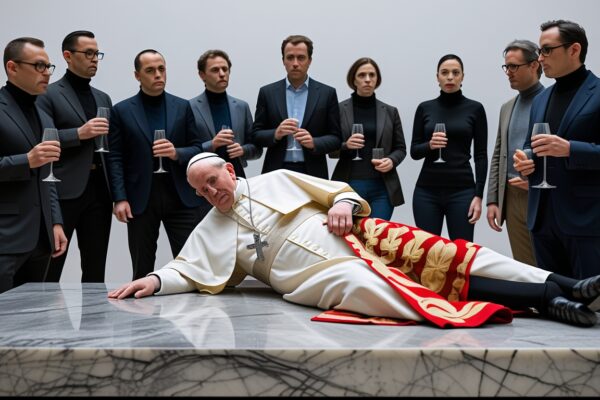 Konstvärlden chockad: Påven framställs som sårbar människa i provokativt verk