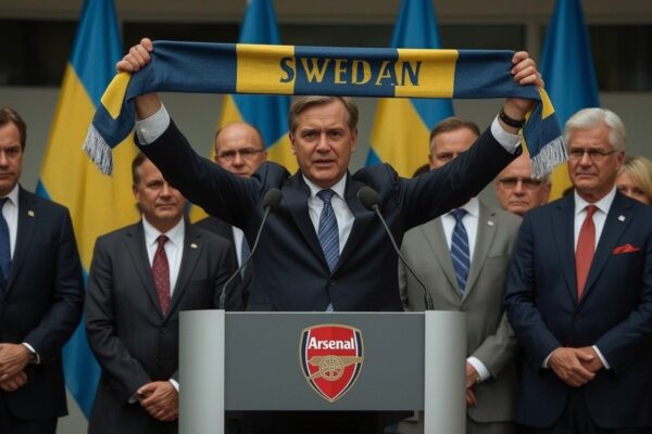 Statsminister Kristersson gratulerar Arsenal – missar att Sverige inte kvalat in till något på åratal